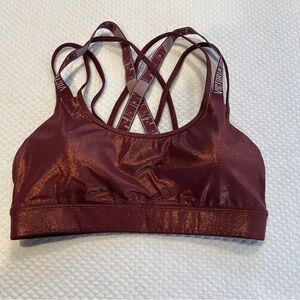 Victoria's Secret Shimmery Strappy Sports Bra - Maroon
